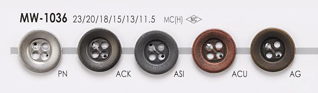 MW1036 用於夾克和西裝的 4 孔金屬鈕扣 愛麗絲鈕扣