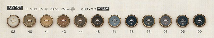 MYP52 優雅仿古金色 4 孔聚酯纖維鈕扣 大阪鈕扣（DAIYA BUTTON）