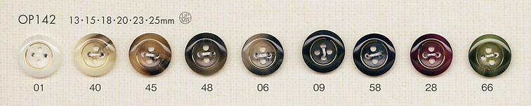 OP142 優雅的水牛狀 4 孔聚酯纖維鈕扣 大阪鈕扣（DAIYA BUTTON）