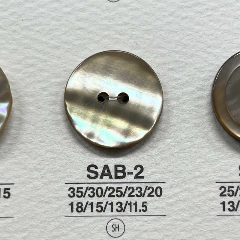 SAB2 天然材料貝殼2 孔光面鈕扣 愛麗絲鈕扣