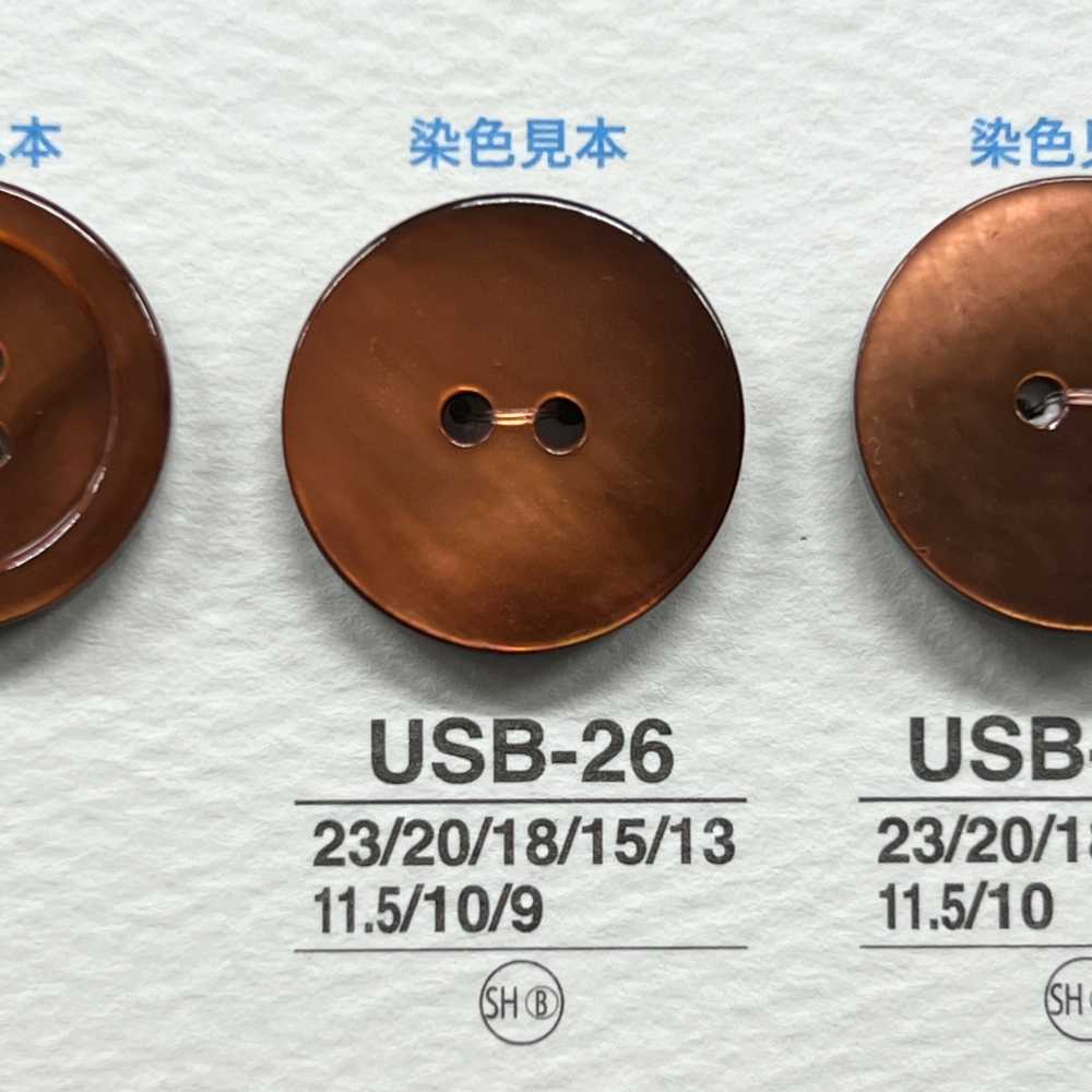 USB26 天然材質，染黑黑蝶貝，正面 2 個孔，光面紐帶[鈕扣] 愛麗絲鈕扣