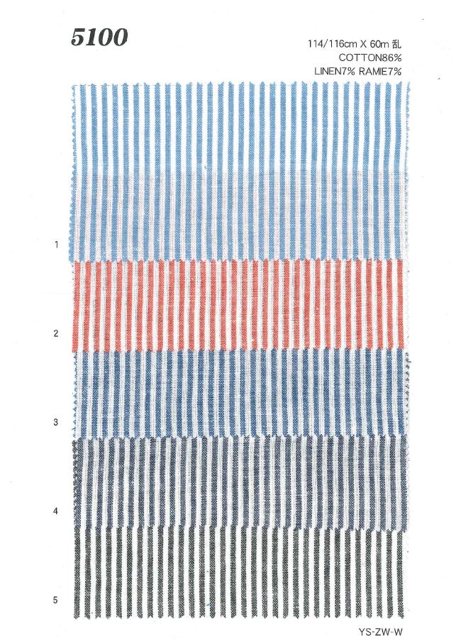 MU5100 麻條紋[面料] 植山織物