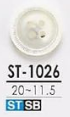 ST-1026 由尖尾螺製成，正面有 4 個孔和光面鈕扣 愛麗絲鈕扣