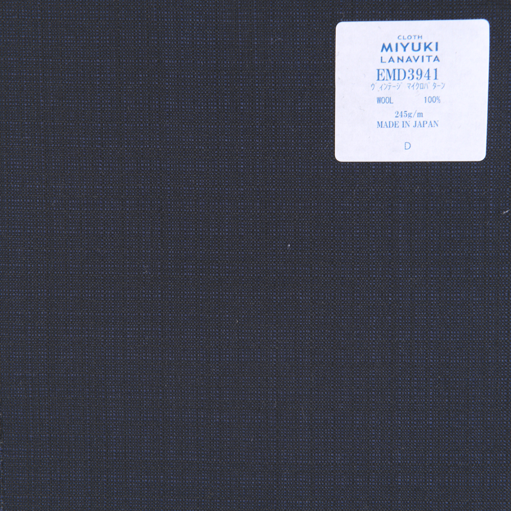 EMD3941 細羊毛系列復古微圖案海軍藍色[面料] 美雪敬織 (Miyuki)