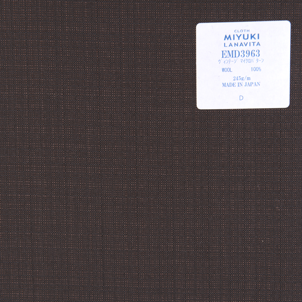 EMD3963 細羊毛系列復古微圖案深棕色[面料] 美雪敬織 (Miyuki)