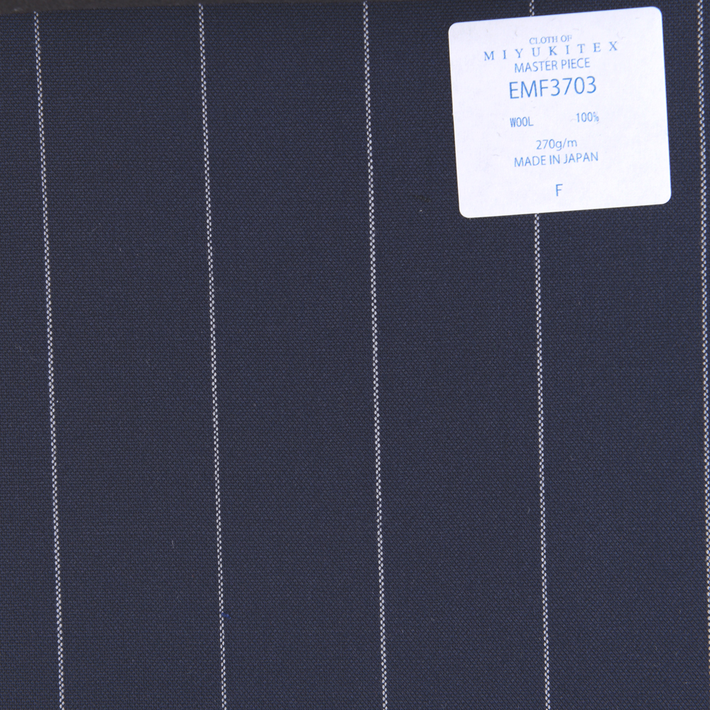 EMF3703 Masterpiece Collection Savile Row Yarn Count系列寬條紋海軍藍[面料] 美雪敬織 (Miyuki)