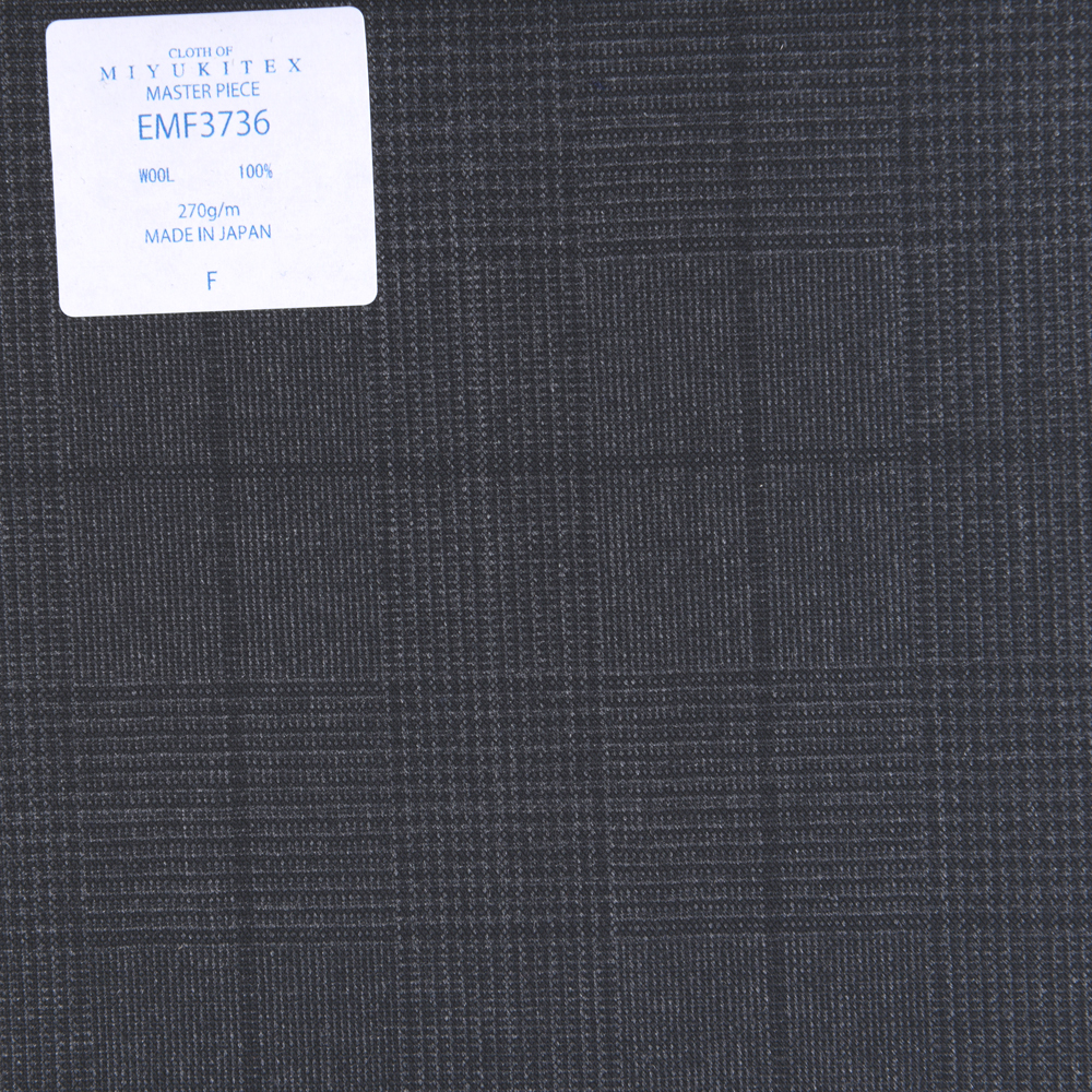 EMF3736 Masterpiece Collection Savile Row Yarn Count Series Glen 格紋Grey[面料] 美雪敬織 (Miyuki)