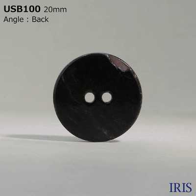 USB100 天然材質，染黑黑蝶貝，正面 2 個孔，光面紐帶[鈕扣] 愛麗絲鈕扣 更多照片