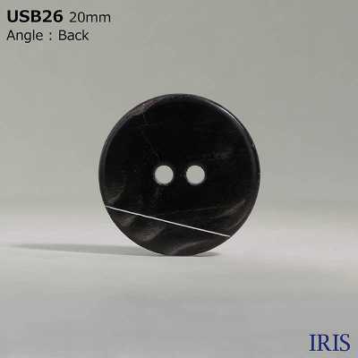 USB26 天然材質，染黑黑蝶貝，正面 2 個孔，光面紐帶[鈕扣] 愛麗絲鈕扣 更多照片