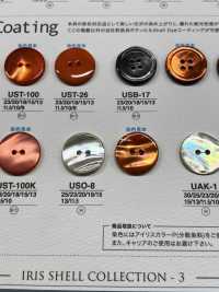 USO8 天然材料外殼染色前孔 2 孔光面鈕扣 愛麗絲鈕扣 更多照片