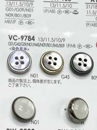 VC9784 聚酯纖維樹脂/黃銅前孔4孔，半光鈕扣 愛麗絲鈕扣 更多照片