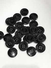 444 DAIYA BUTTONS 4孔水牛紋聚酯纖維鈕扣（黑色） 大阪鈕扣（DAIYA BUTTON） 更多照片