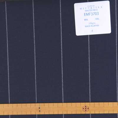 EMF3703 Masterpiece Collection Savile Row Yarn Count系列寬條紋海軍藍[面料] 美雪敬織 (Miyuki) 更多照片