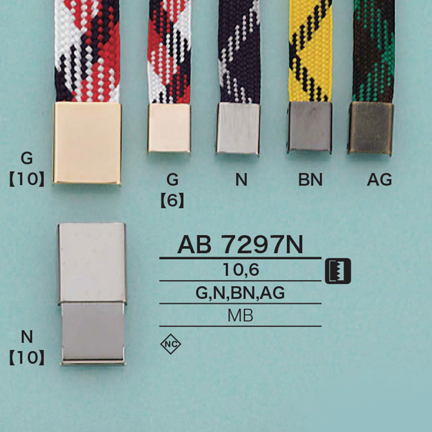 AB7297N 方形繩帽（電鍍）[扣和環] 愛麗絲鈕扣