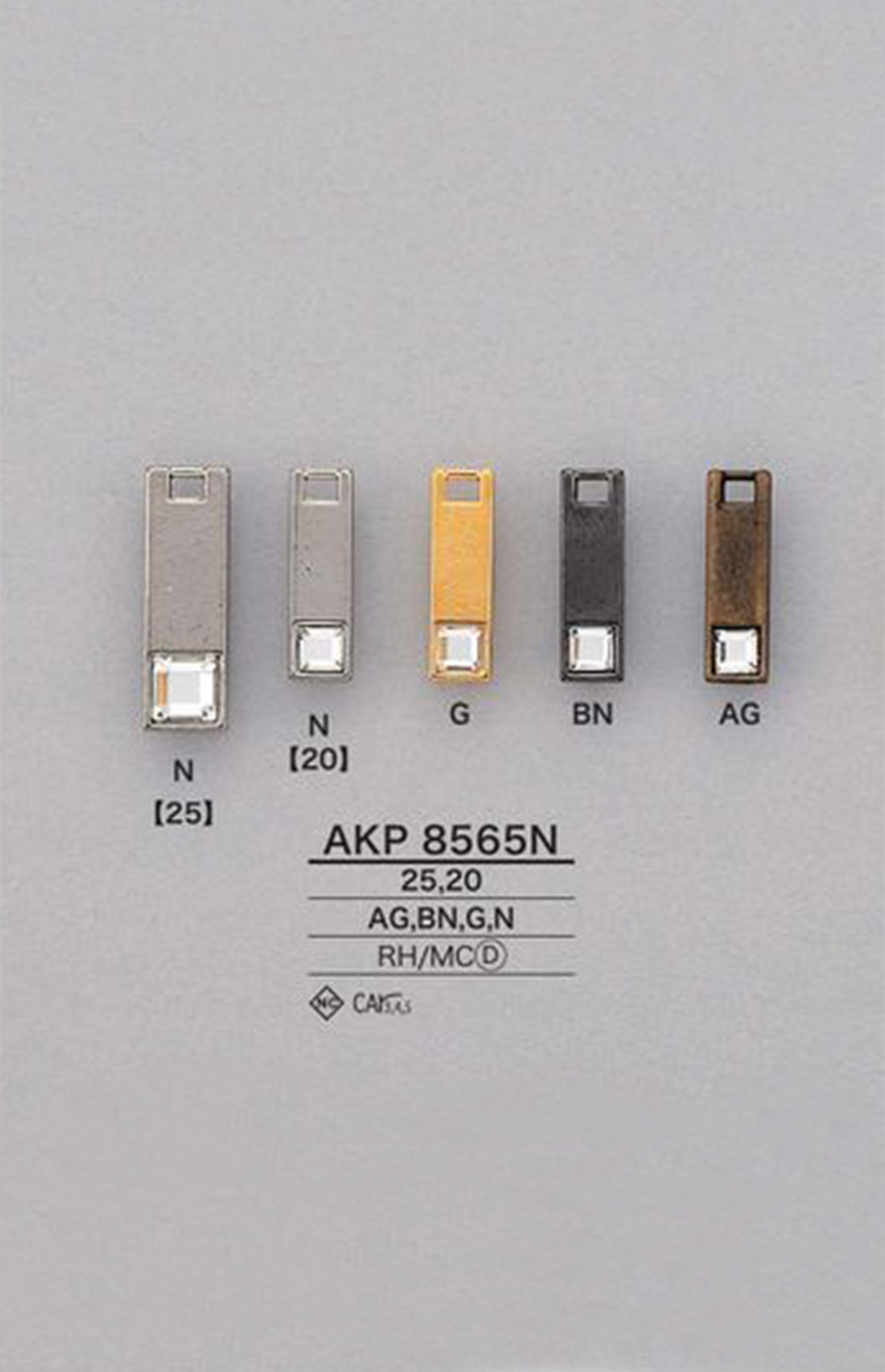 AKP8565N 水鑽方形拉鍊點（拉頭） 愛麗絲鈕扣