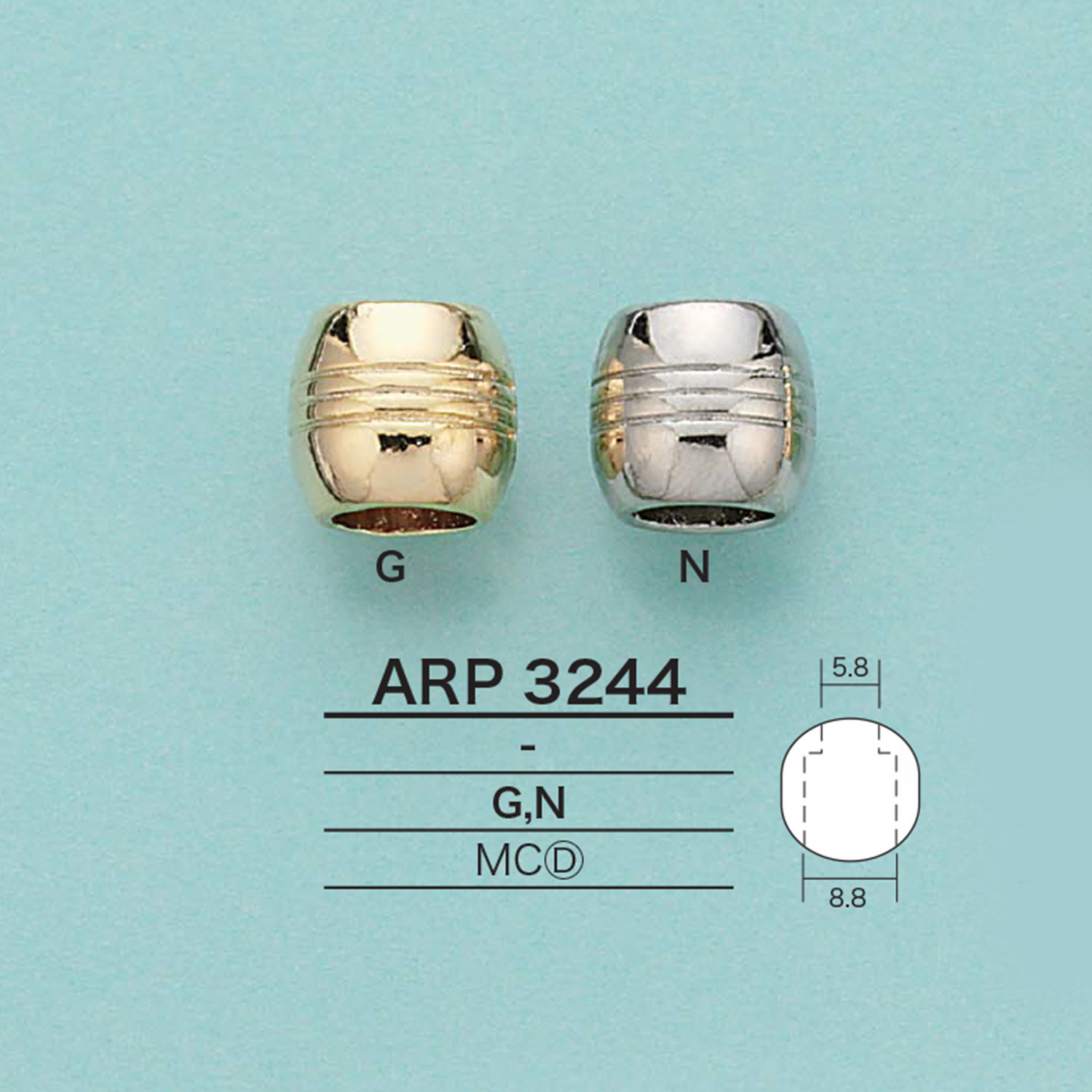 ARP3244 圓繩帽（電鍍）[扣和環] 愛麗絲鈕扣