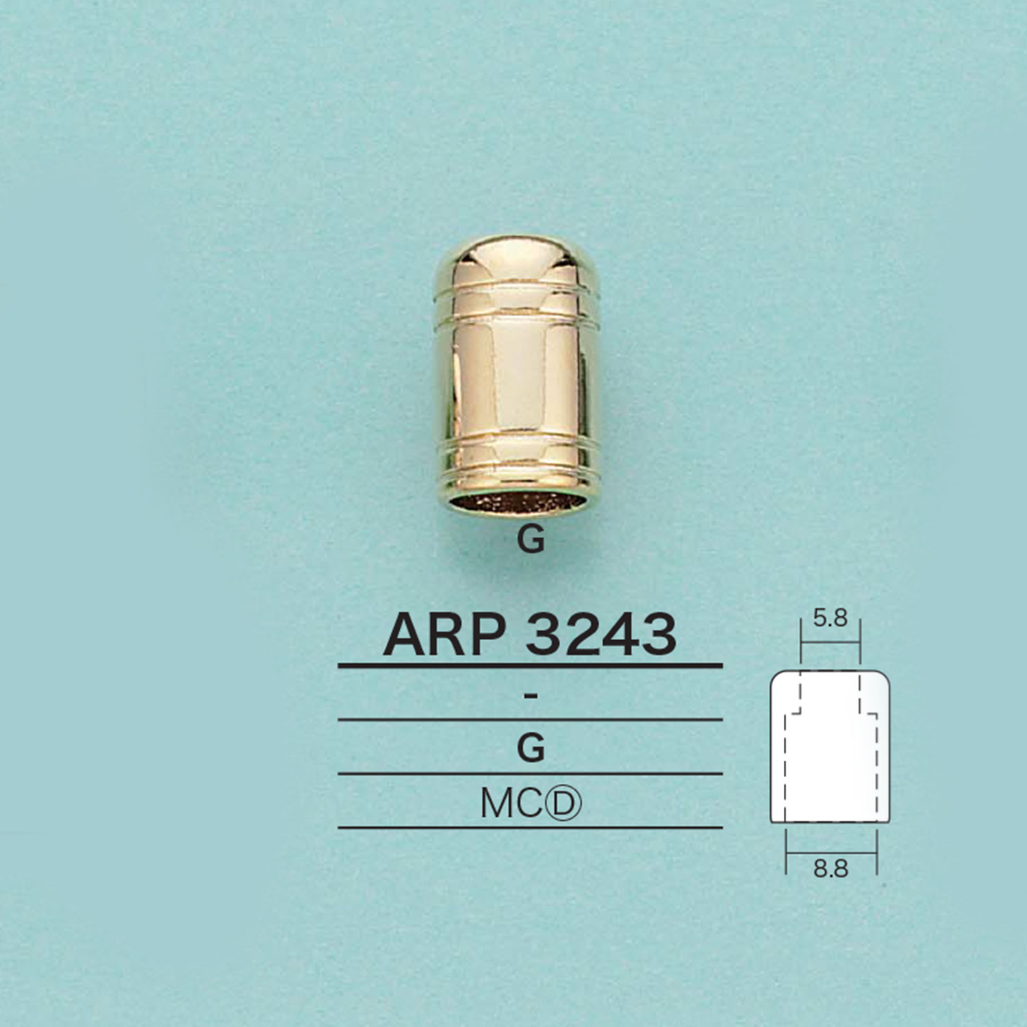 ARP3243 圓柱繩帽（鍍層）[扣和環] 愛麗絲鈕扣