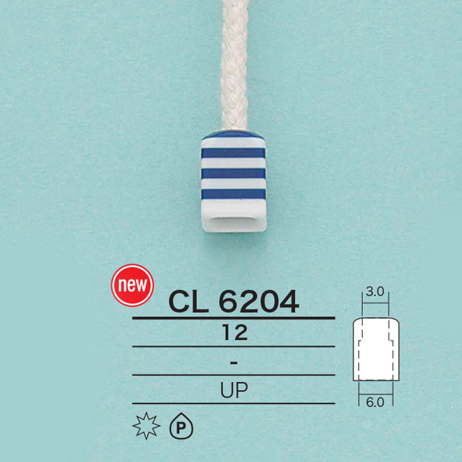 CL6204 方形繩帽（橫條紋）[扣和環] 愛麗絲鈕扣