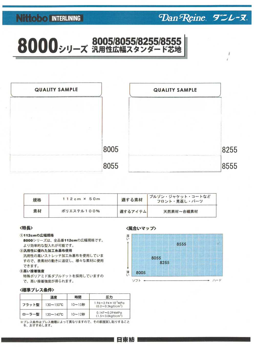 8555 8000 系列多功能寬幅標準襯布 日東紡績