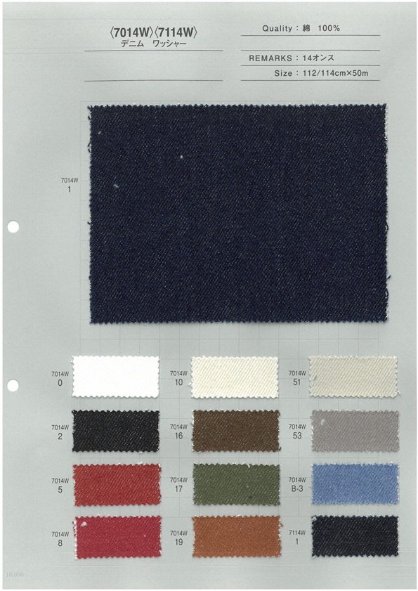 7114W 彩色丹寧布水洗加工 14oz 海軍藍[面料] 吉和紡織