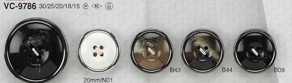 VC9786 聚酯纖維樹脂/黃銅 4 孔紐扣[羈扣] IRIS紐扣