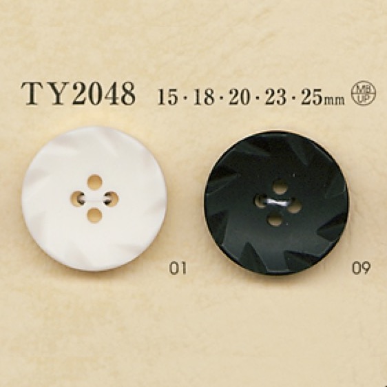 TY2048 聚酯纖維樹脂/黃銅 4 孔紐扣[鈕扣] 大阪鈕扣（DAIYA BUTTON）