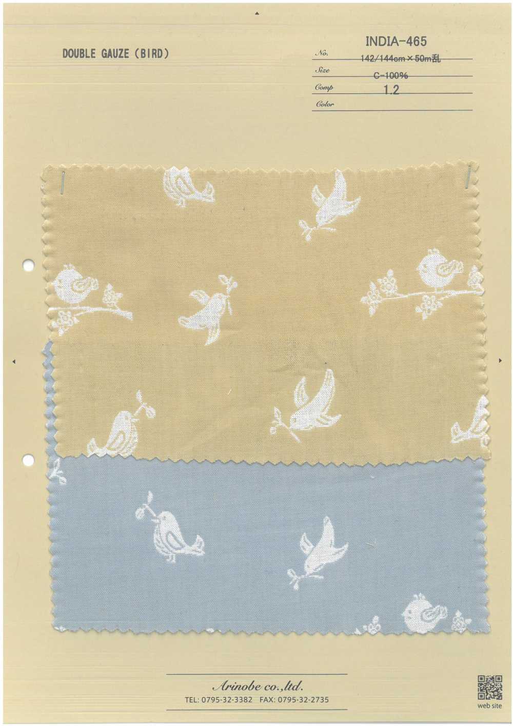 INDIA-465 雙層紗鳥[布料] 有延商店