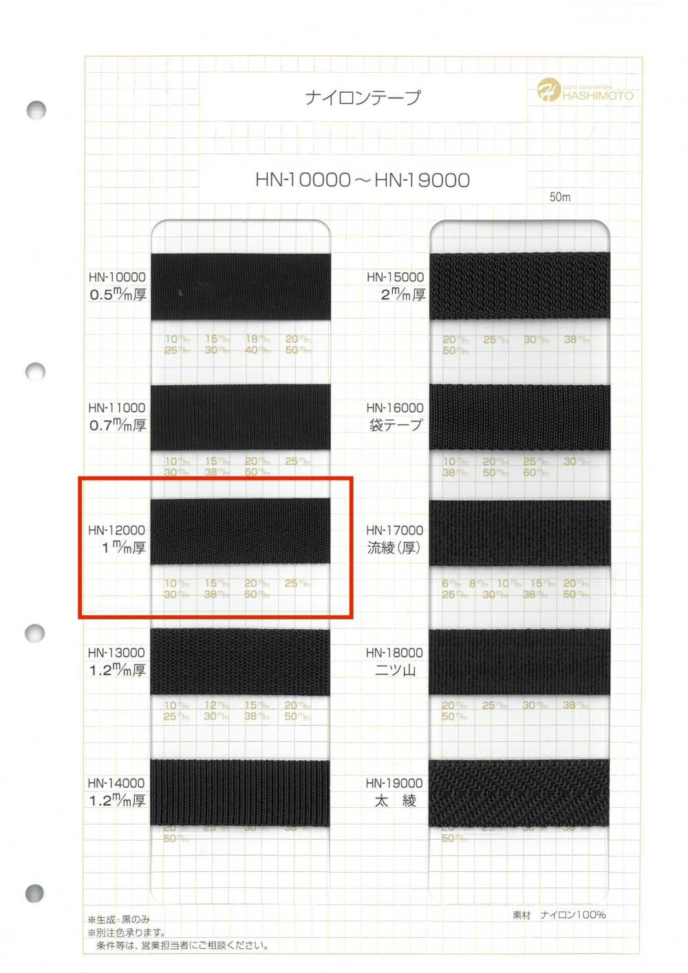 HN-12000 1mm厚尼龍帶[緞帶、帶、繩子] 無製造商名
