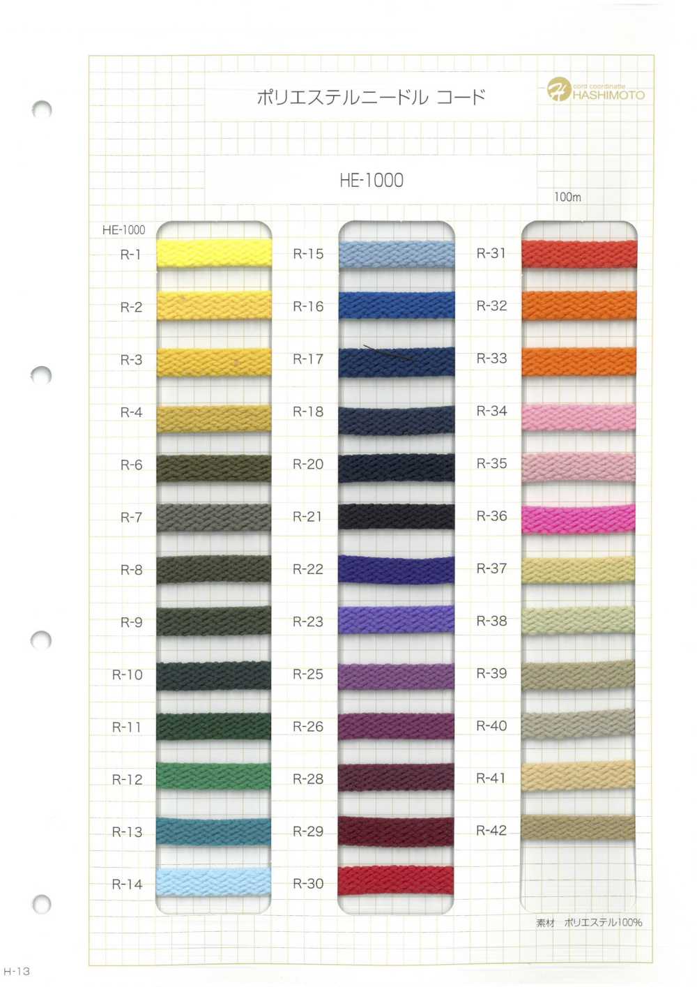 HE-1000 聚酯纖維針刺繩子[緞帶、帶、繩子] 無製造商名