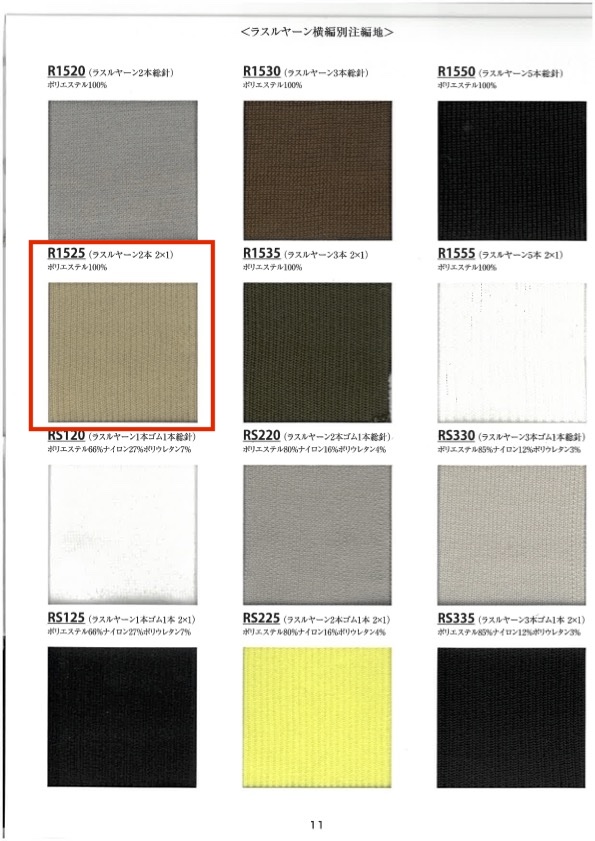 R1525 針織羅紋紗線，2 股，2x1，60 公分寬 竹中商事