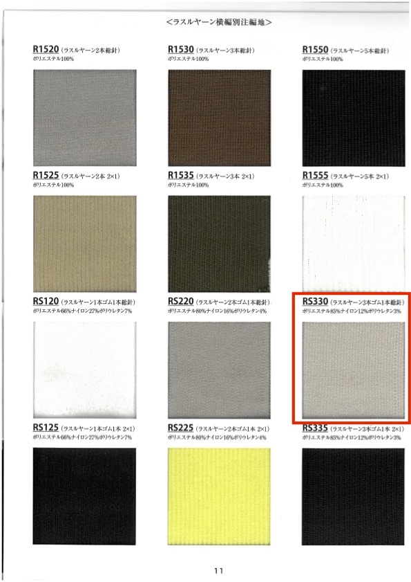 RS330 針織羅紋紗線，3鬆緊帶，1 根彈性線，全針， 60 公分寬 竹中商事