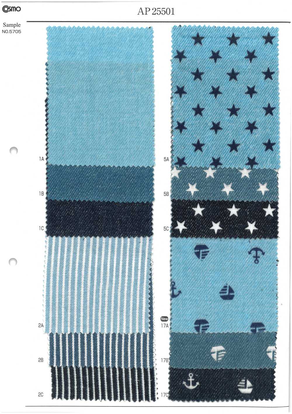 AP25501-DR 丹寧布風格雙層紗布（對折）[布料] Cosmo Textile