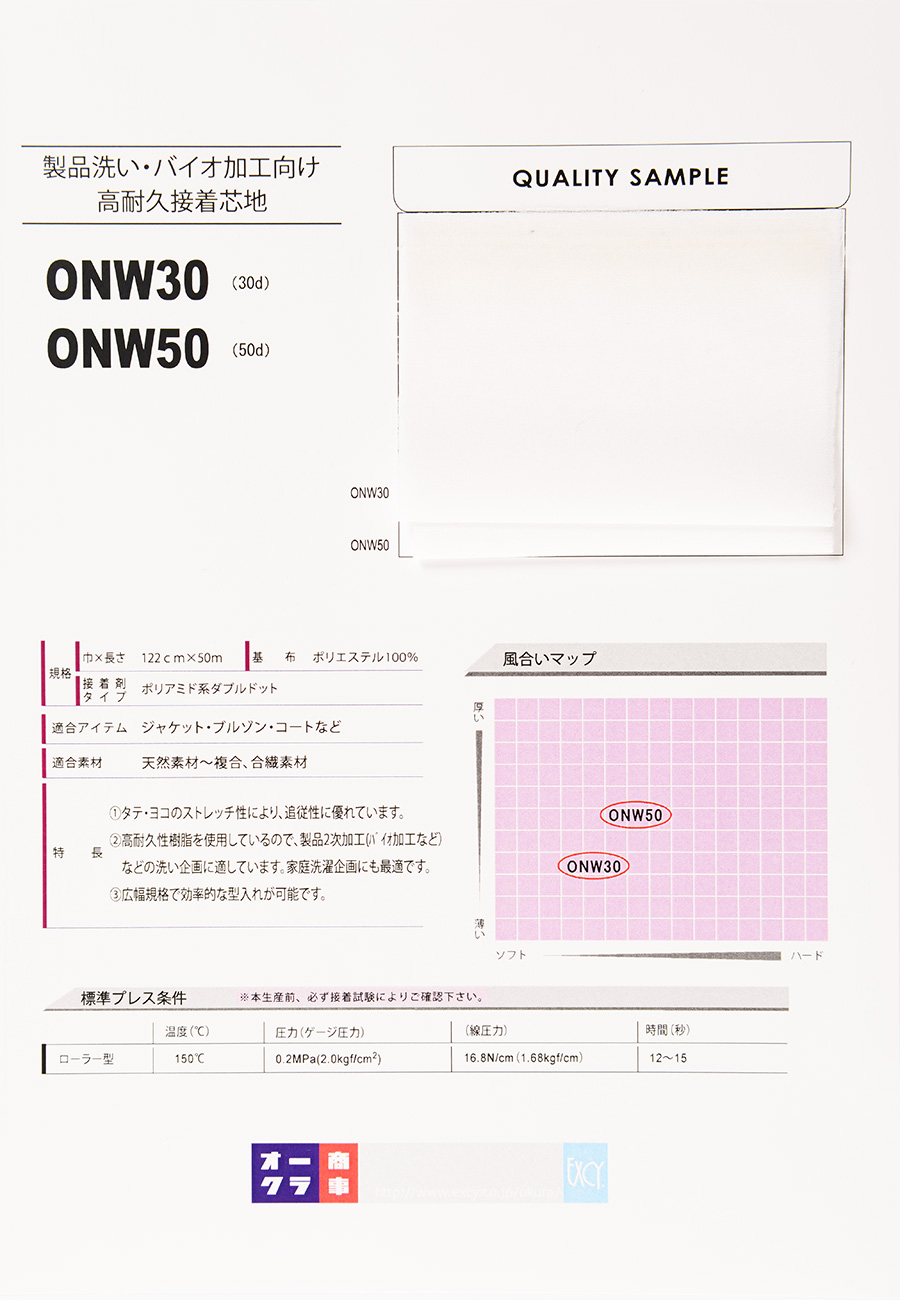 ONW30 產品bio (30D) 的高耐久性襯布 日東紡績