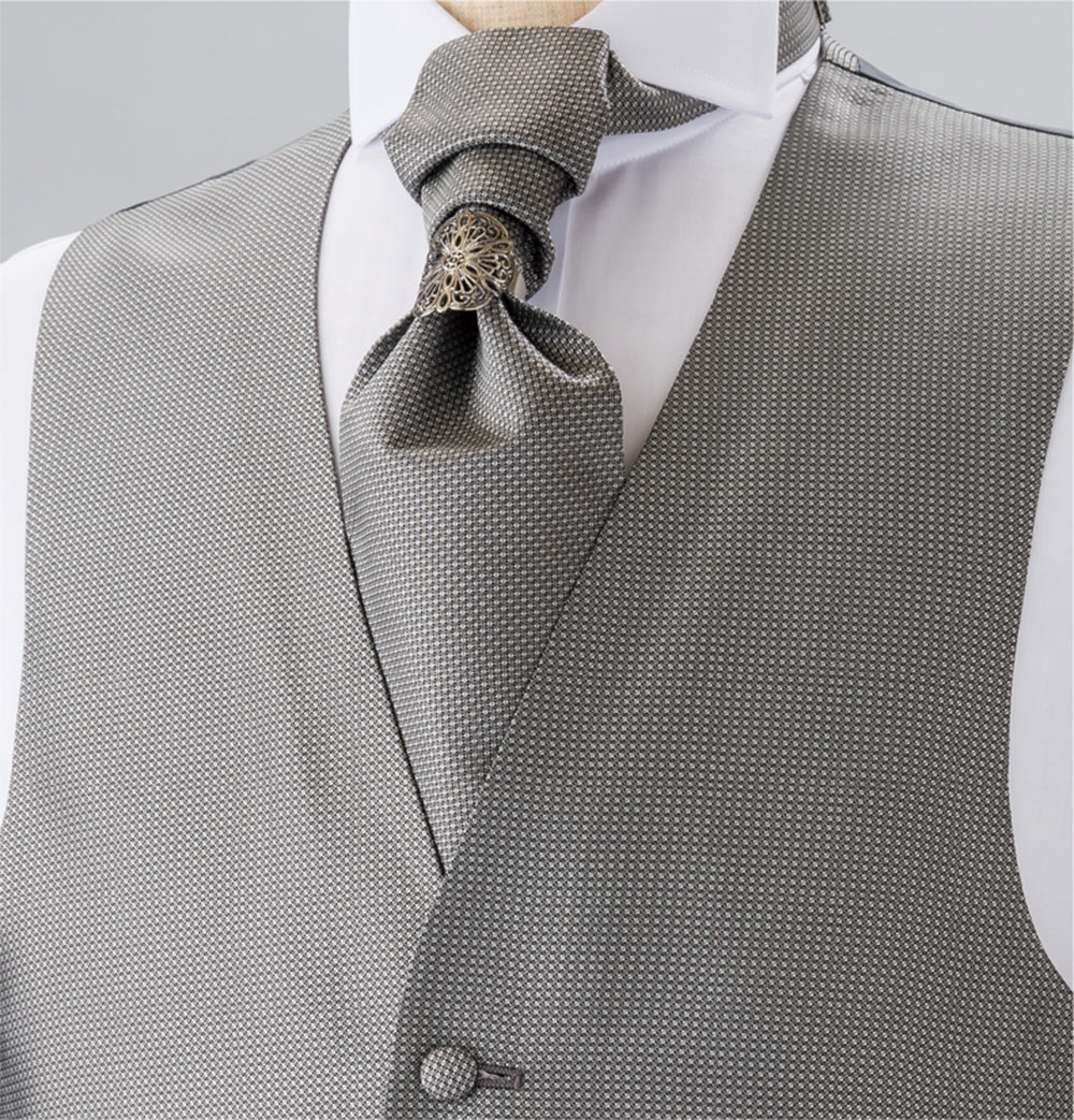 YT-300 國產真絲領帶（歐式阿斯科特領幅）小圖案灰色[正裝配飾] 山本（EXCY）
