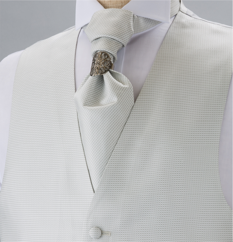 YT-301 國產真絲領帶（歐式阿斯科特領幅）小圖案銀色[正裝配飾] 山本（EXCY）