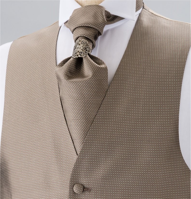 YT-303 國產真絲領帶（歐式阿斯科特領幅）小圖案棕色[正裝配飾] 山本（EXCY）