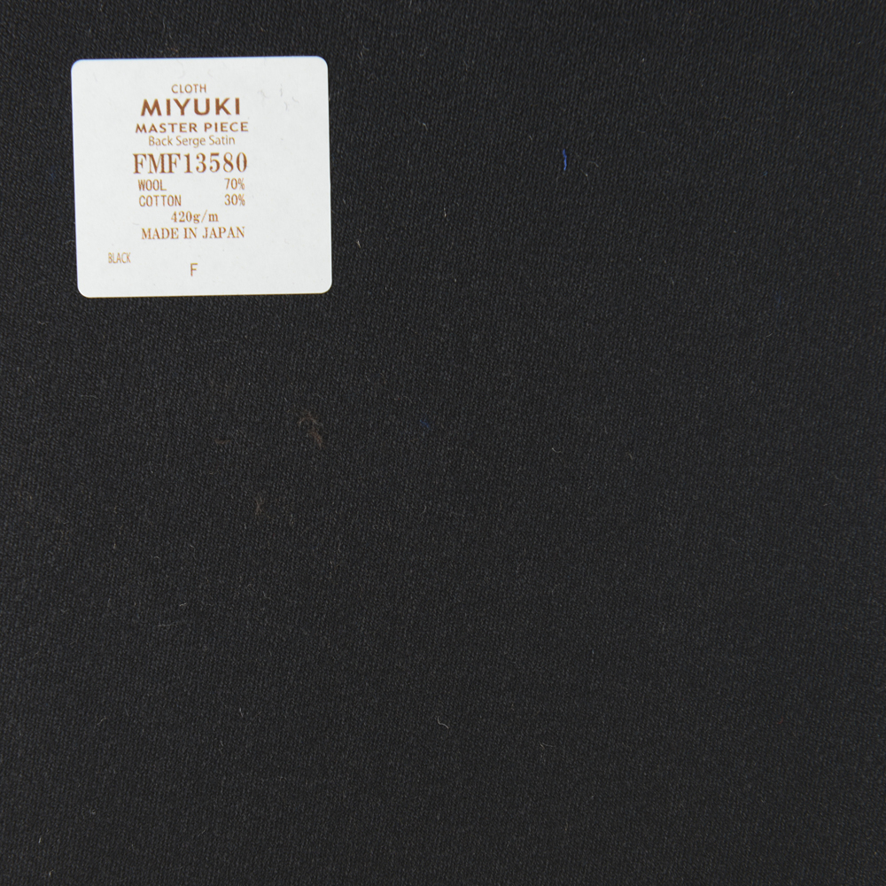 FMF13580 Masterpiece Back 嗶嘰橫貢緞純色羊毛棉質黑色[面料] 美雪敬織 (Miyuki)