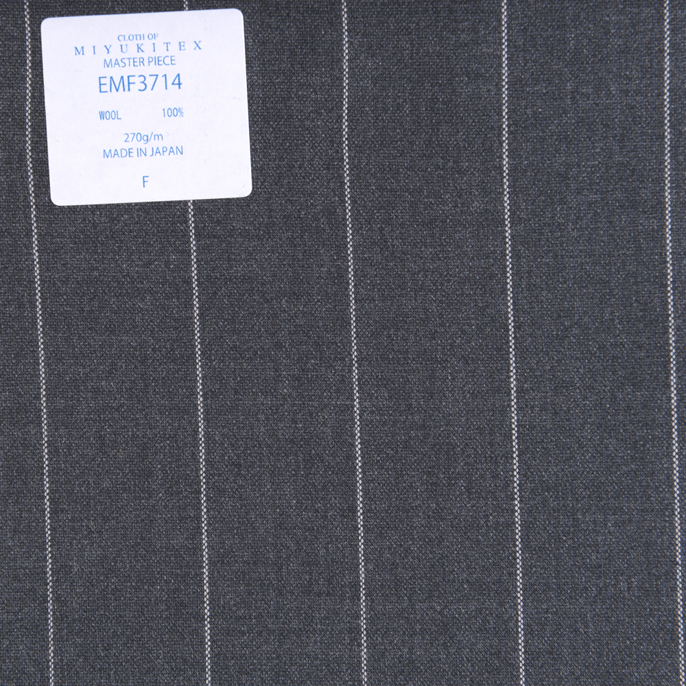 EMF3714 Masterpiece Collection Savile Row Yarn Count系列寬條紋灰色[面料] 美雪敬織 (Miyuki)