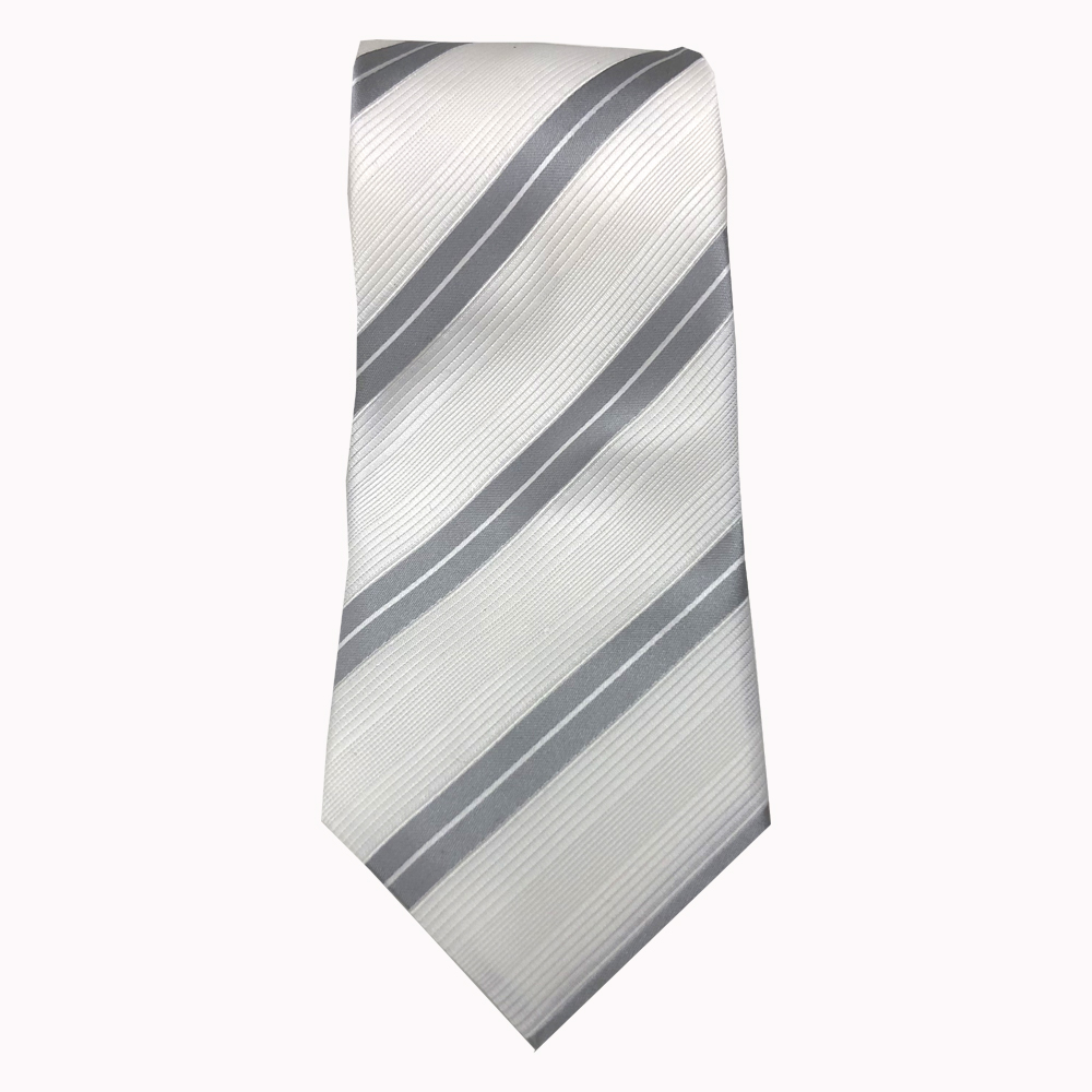 NE-404 Nishijin 編織白色條紋領帶[正裝配飾] 山本（EXCY）