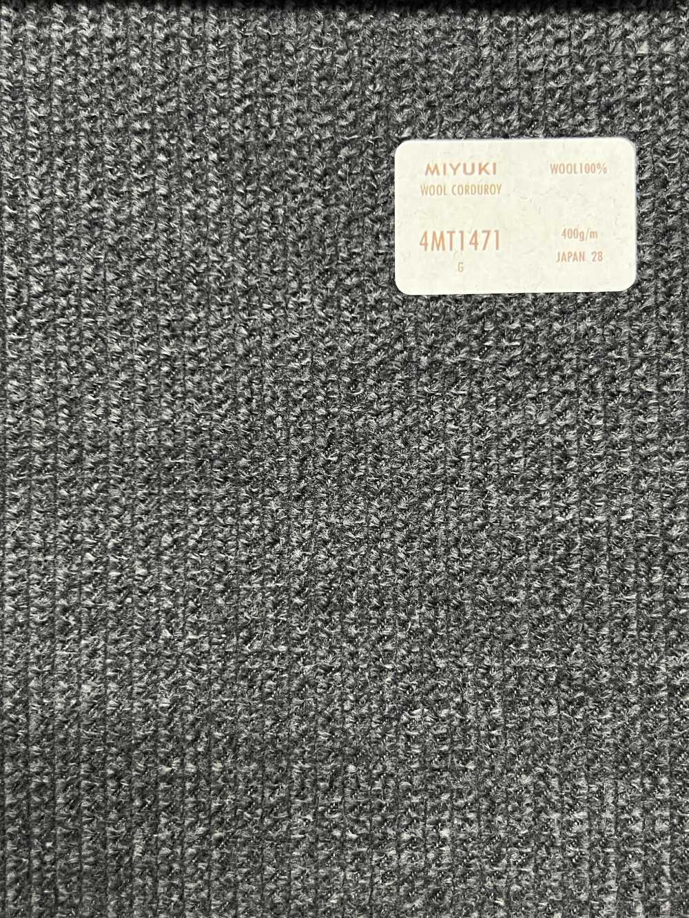 4MT1471 COMFORT LINE AIRFLY 羊毛燈芯絨 炭灰色[面料] 美雪敬織 (Miyuki)