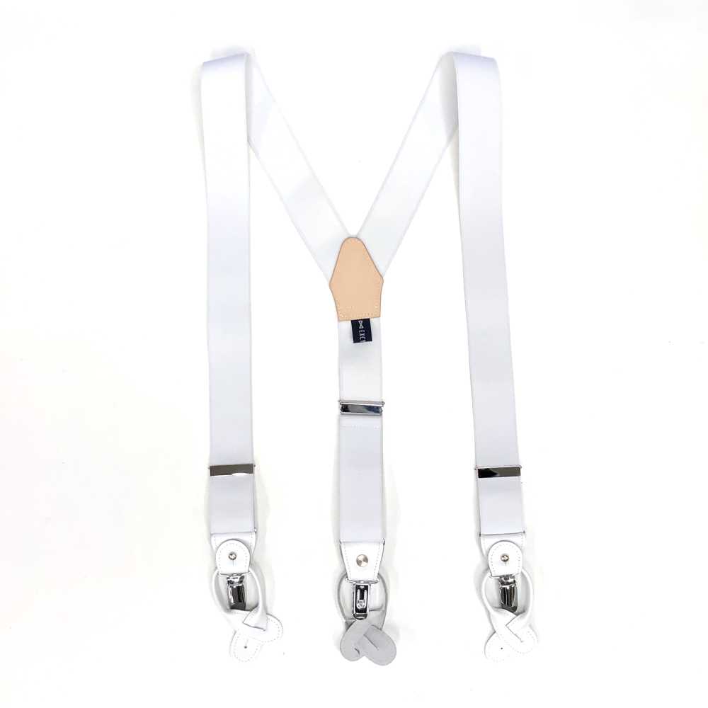 SR-WHITE SR-WHITE吊帶EXCY背帶白色純色2in1 35mm 彈性[正裝配飾] 山本（EXCY）