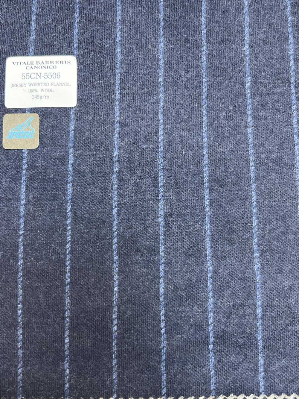 55CN5506 CANONICO 平紋針織精紡法蘭絨海軍藍白堊條紋[布料] 佳能
