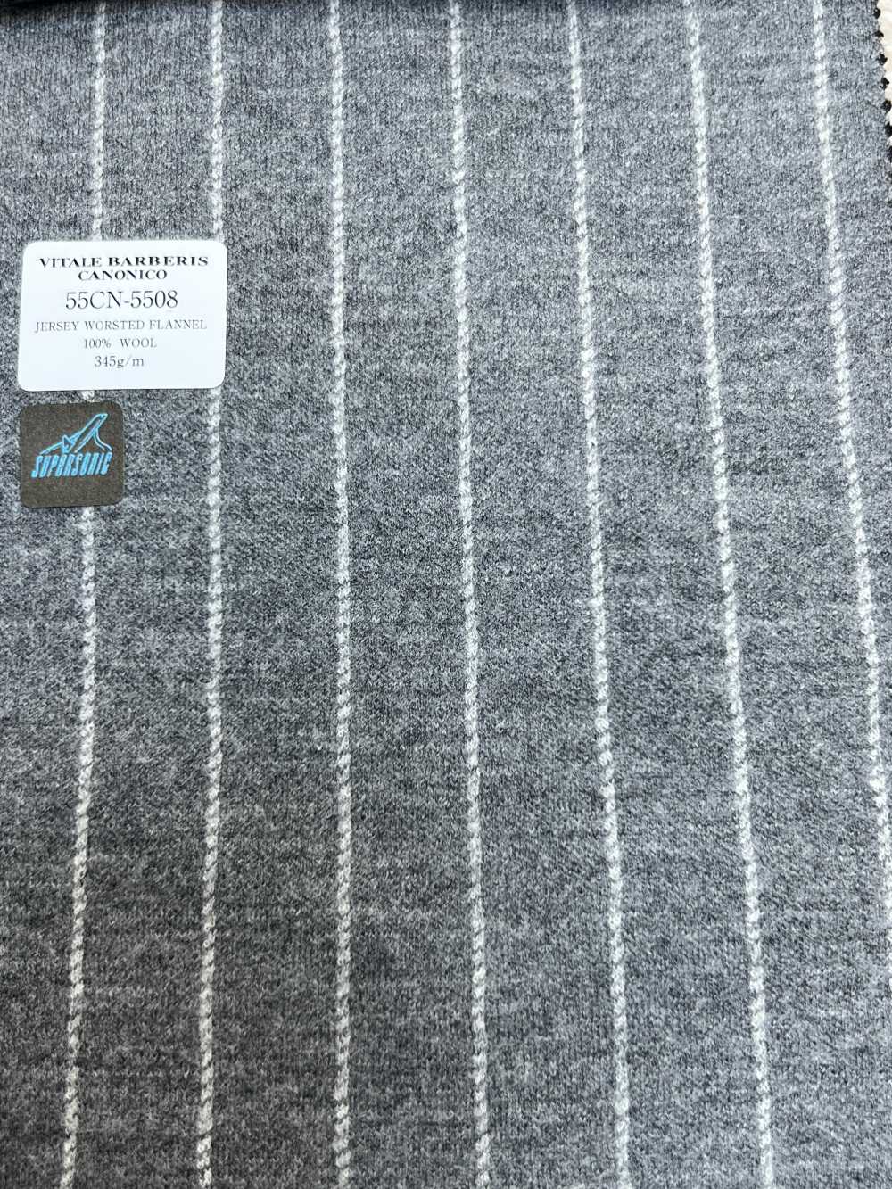 55CN5508 CANONICO 平紋精紡法蘭絨淺灰色粉筆條紋[布料] 佳能