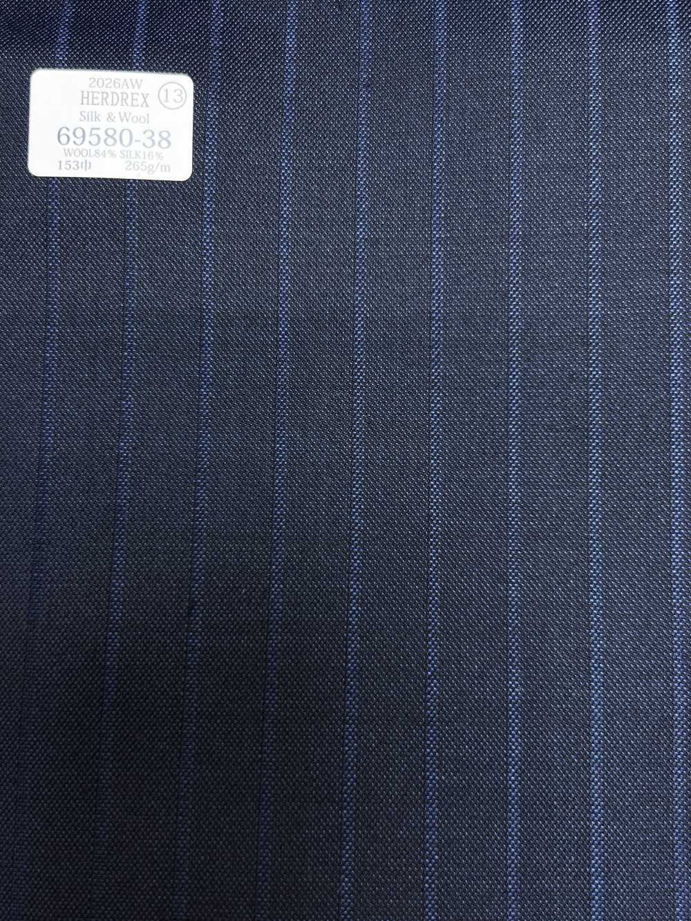 69580-38 26AW HERDREX【Silk & Wool】真絲與羊毛 藏青色 暗紋條紋[布料] 國島株式會社