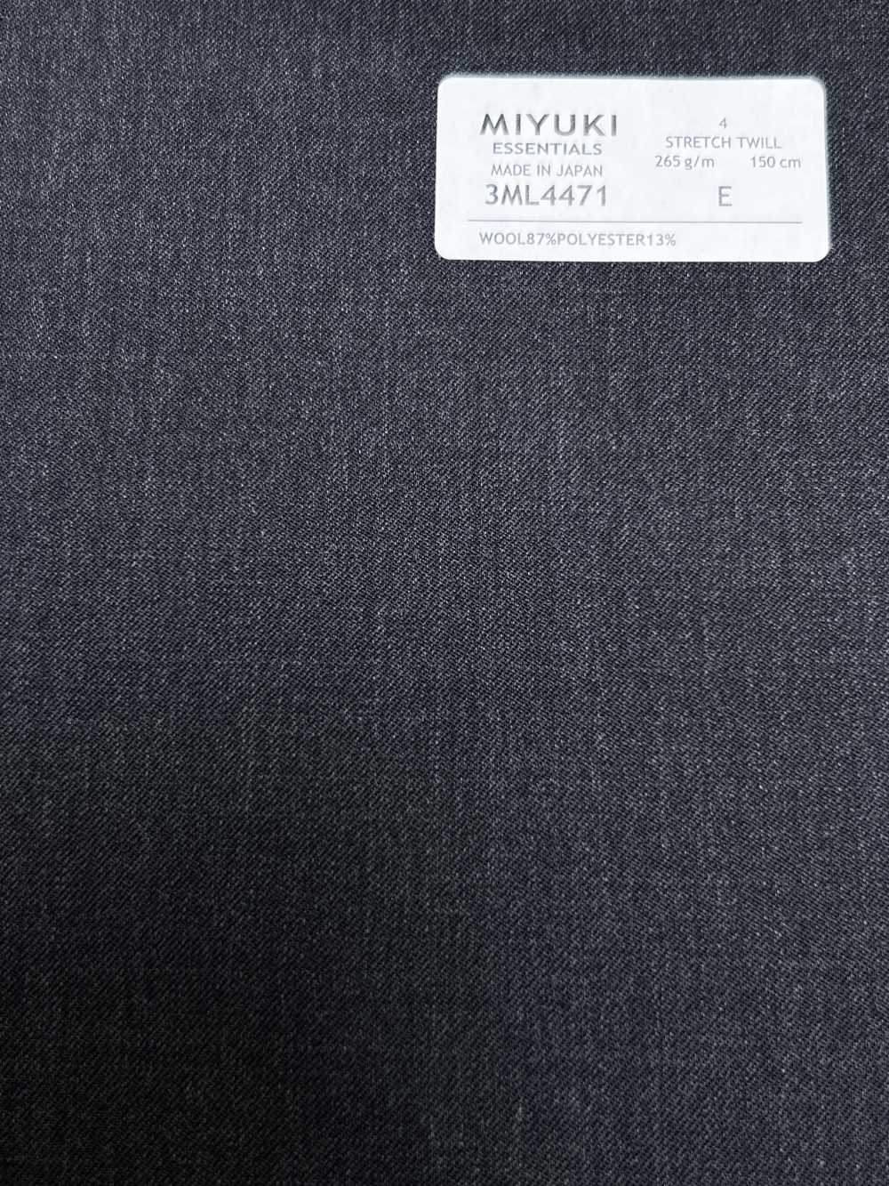 3ML4471 26AW 御幸面料 MIYUKI ESSENTIALS STRETCH TWILL 炭灰色 素色[布料] 美雪毛紡廠