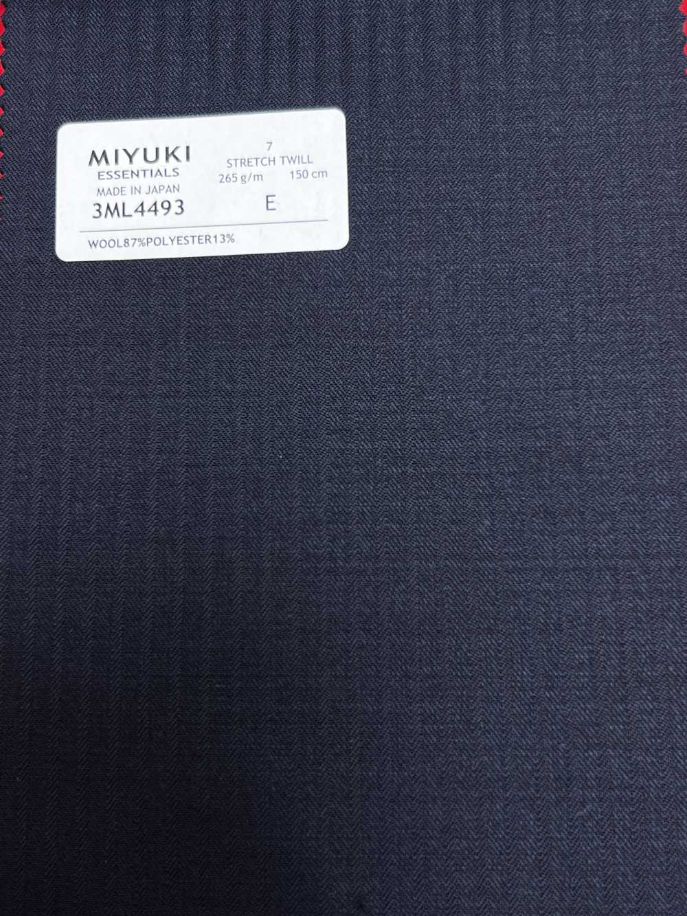 3ML4493 26AW 御幸布料 MIYUKI ESSENTIALS 彈力斜紋 海軍藍 條紋 美雪毛紡廠