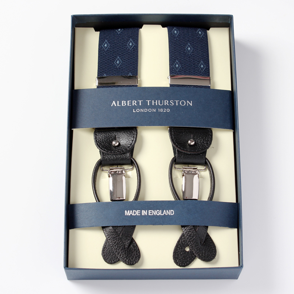 AT-12 Albert Thurston 背帶 菱形圖案 35MM 海軍藍[正裝配件] ALBERT THURSTON
