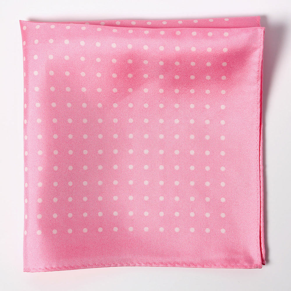 CFD-2PI 圓點印花真絲方巾粉色[正裝配飾] 山本（EXCY）