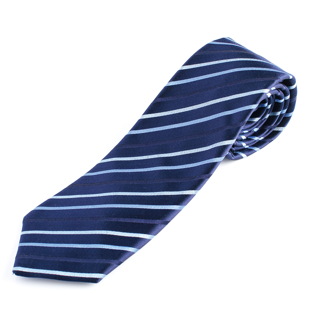 HVN-01 使用 VANNERS面料手工製作的領帶條紋圖案海軍藍[正裝配飾] 山本（EXCY）