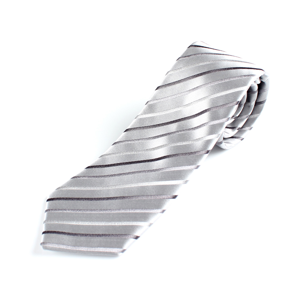 HVN-03 使用 VANNERS面料手工製作的淺灰色領帶條紋圖案[正裝配飾] 山本（EXCY）